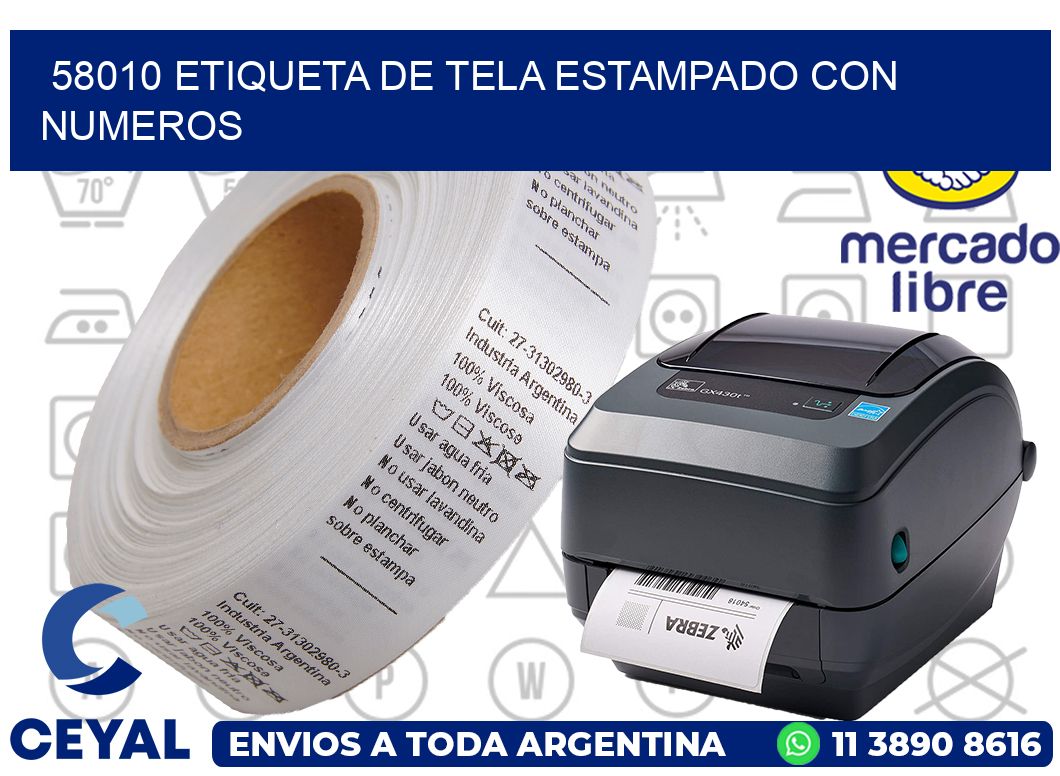 58010 ETIQUETA DE TELA ESTAMPADO CON NUMEROS