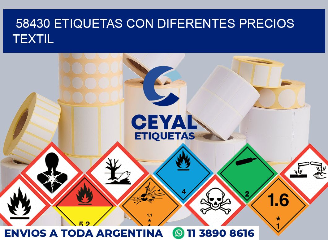 58430 ETIQUETAS CON DIFERENTES PRECIOS TEXTIL