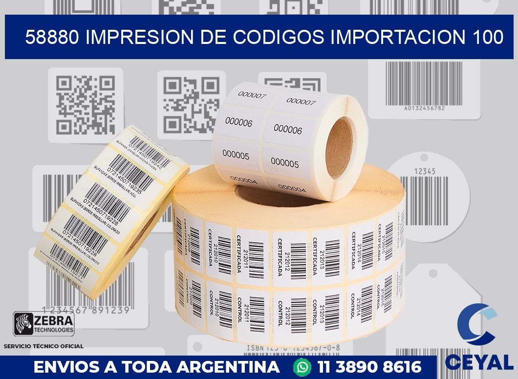 58880 impresion de codigos importacion 100