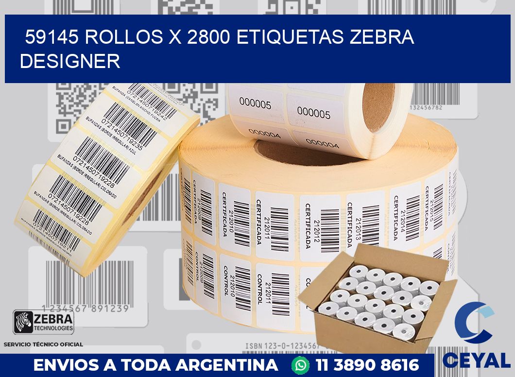 59145 Rollos x 2800 etiquetas zebra designer