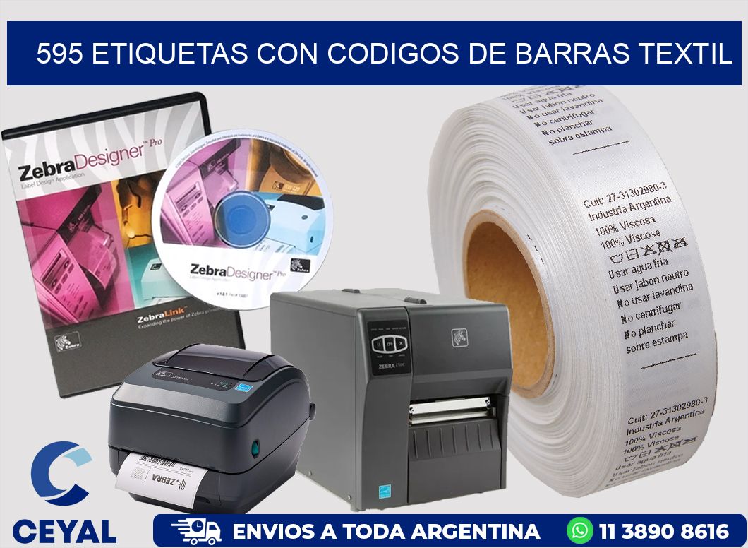 595 ETIQUETAS CON CODIGOS DE BARRAS TEXTIL