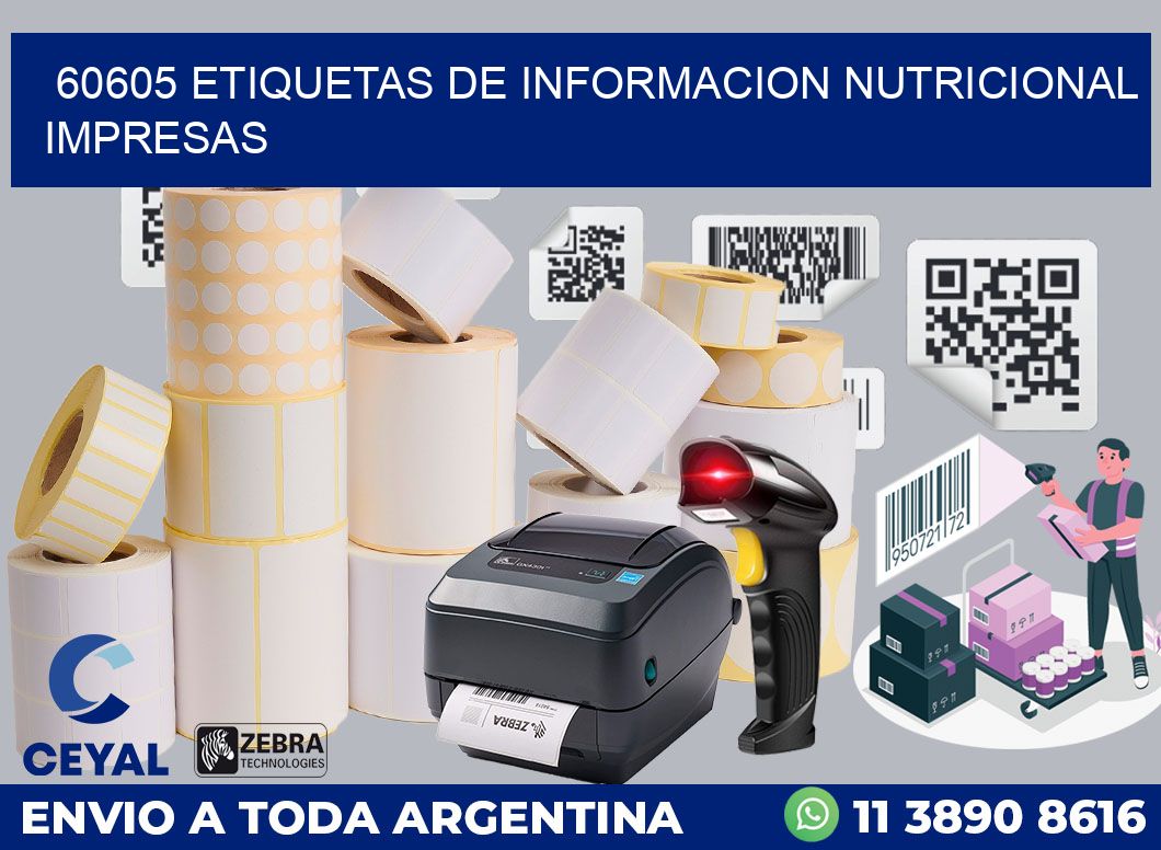 60605 ETIQUETAS DE INFORMACION NUTRICIONAL IMPRESAS