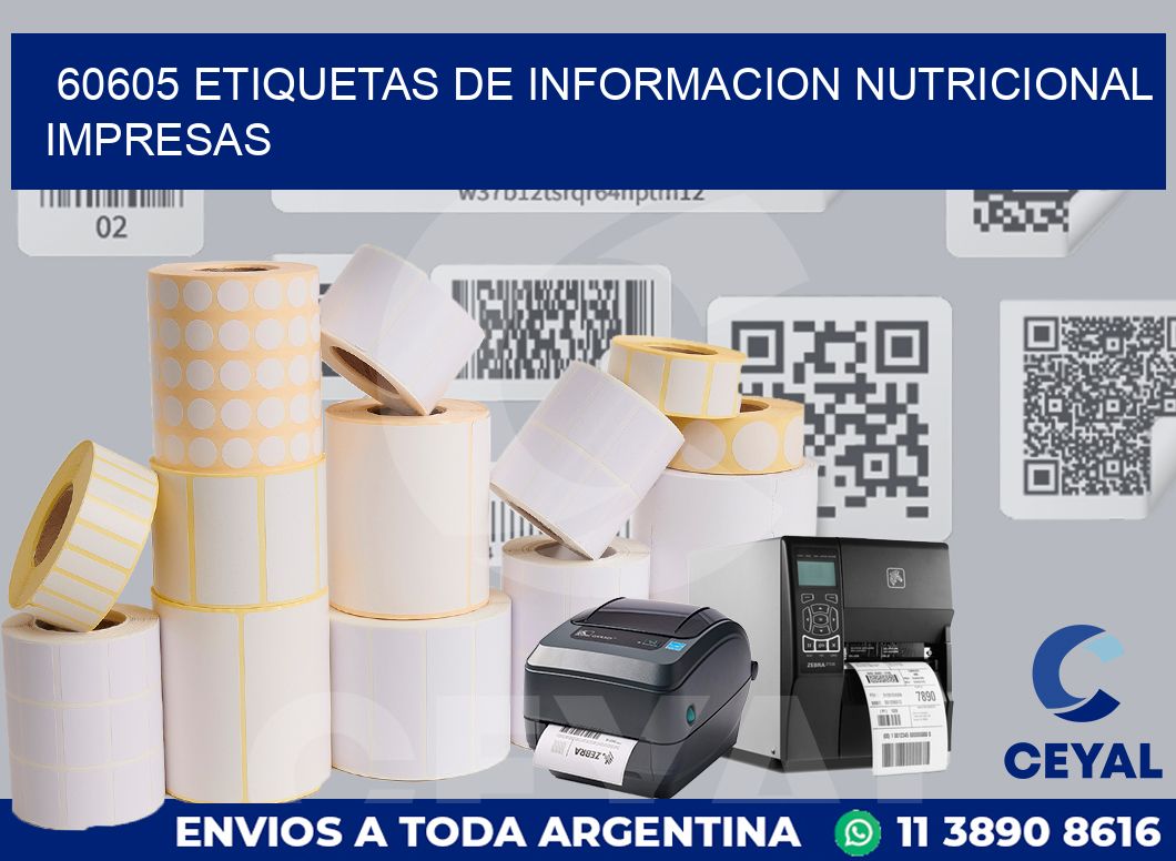60605 ETIQUETAS DE INFORMACION NUTRICIONAL IMPRESAS