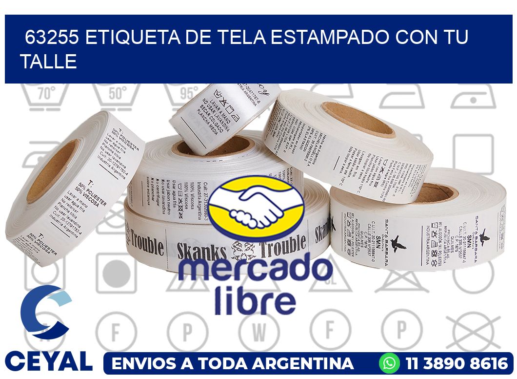 63255 ETIQUETA DE TELA ESTAMPADO CON TU TALLE