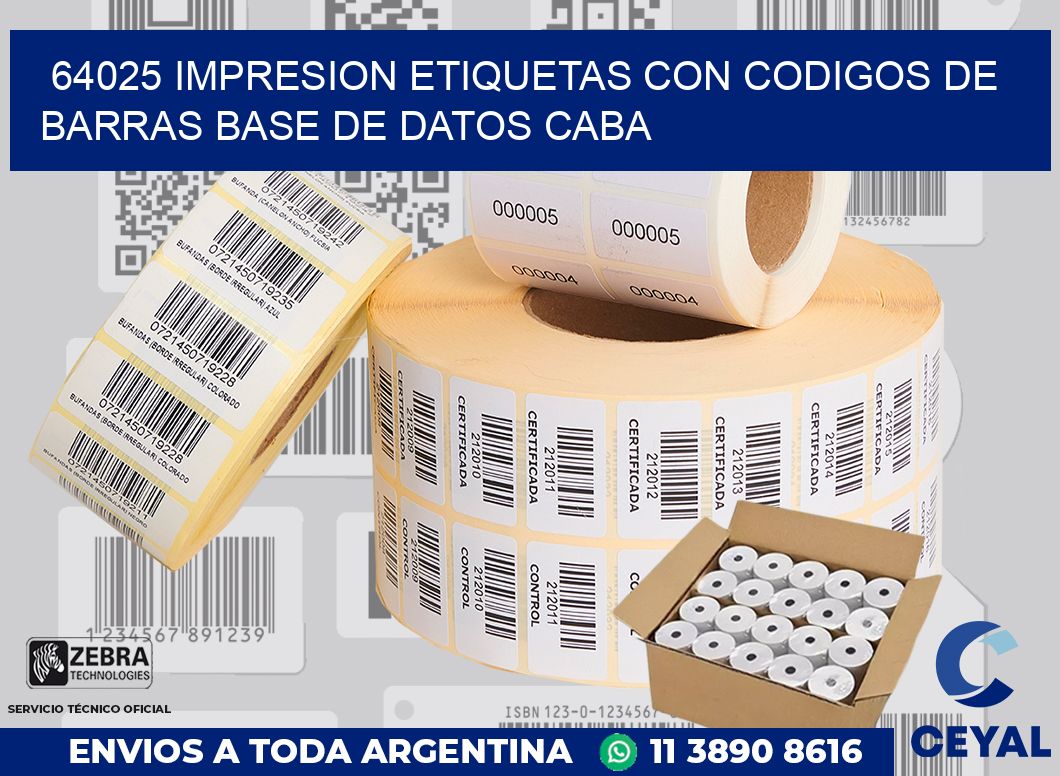 64025 IMPRESION ETIQUETAS CON CODIGOS DE BARRAS BASE DE DATOS CABA