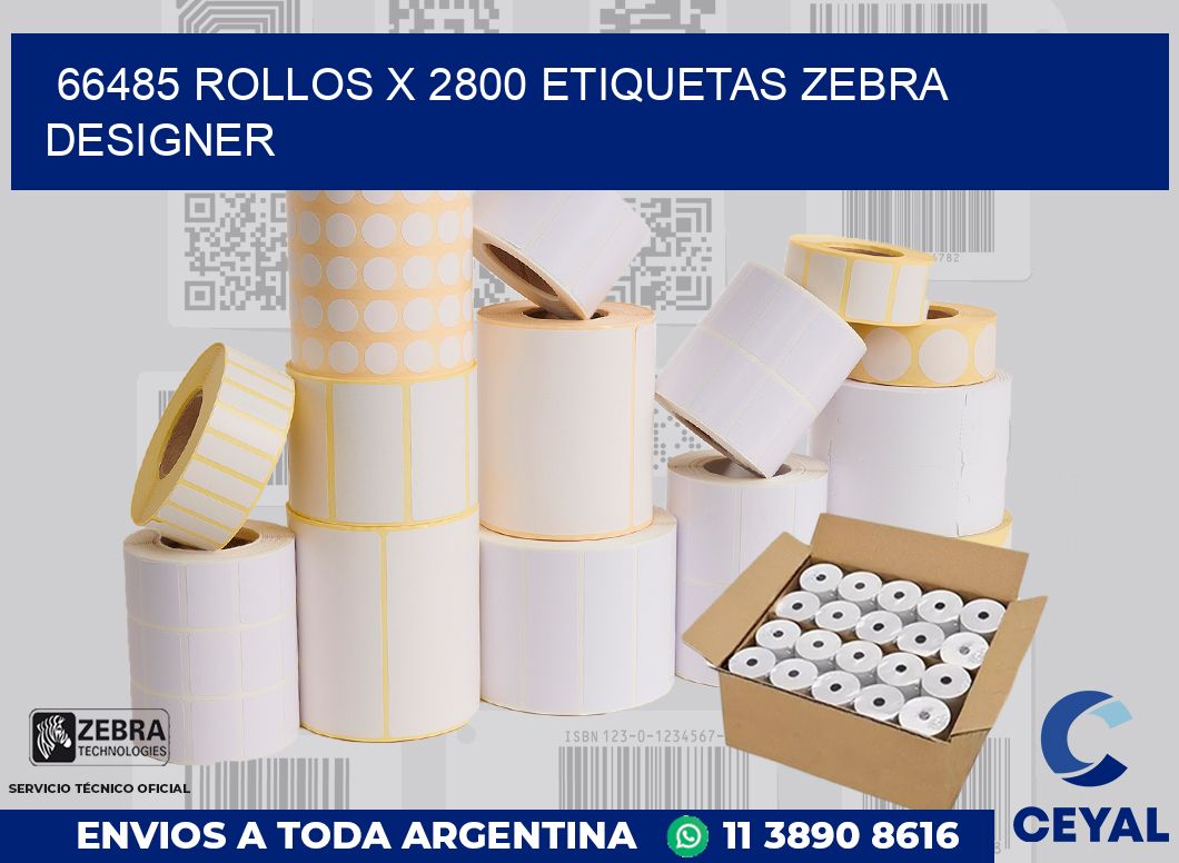 66485 Rollos x 2800 etiquetas zebra designer