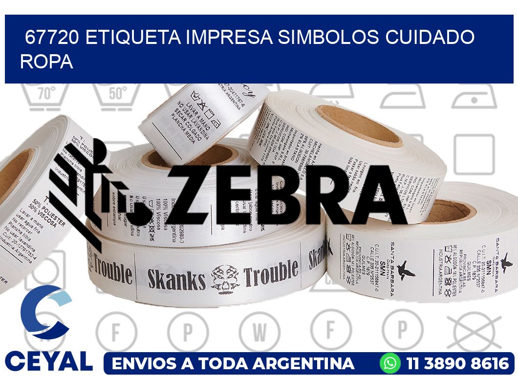 67720 ETIQUETA IMPRESA SIMBOLOS CUIDADO ROPA