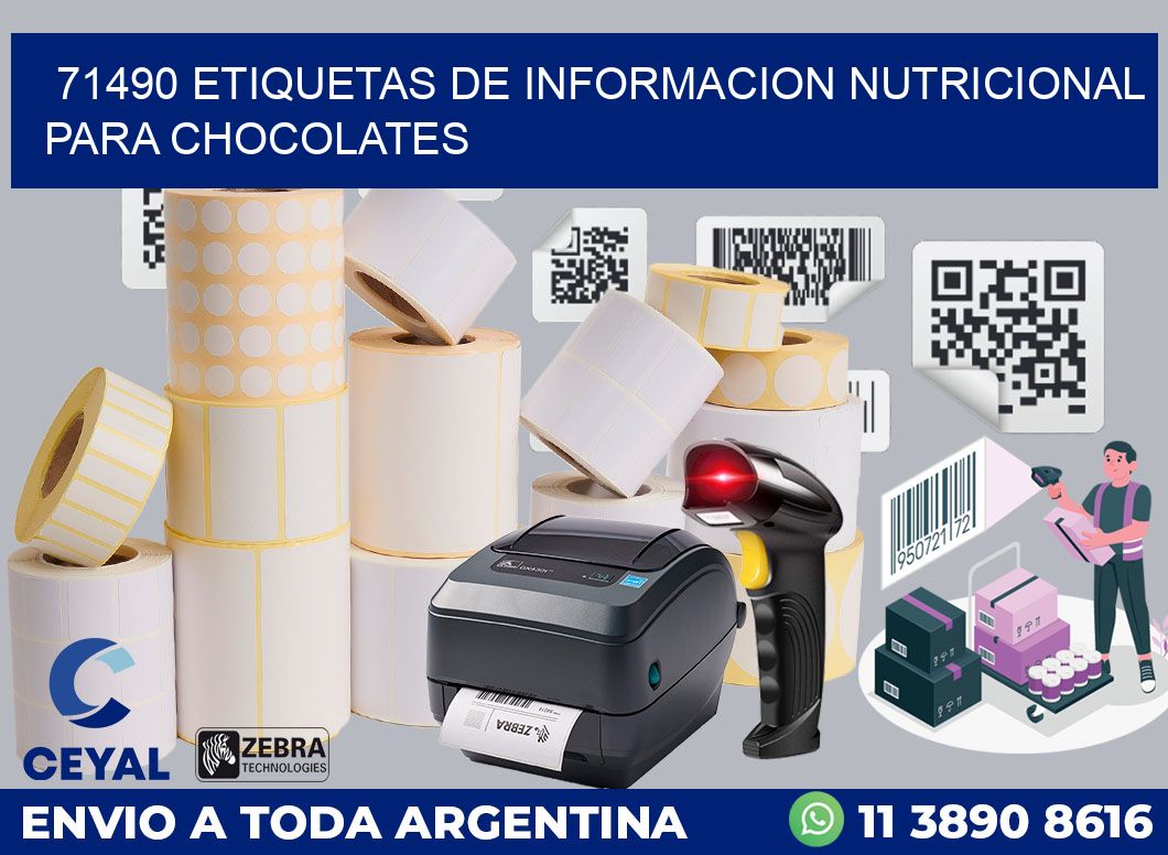 71490 ETIQUETAS DE INFORMACION NUTRICIONAL PARA CHOCOLATES