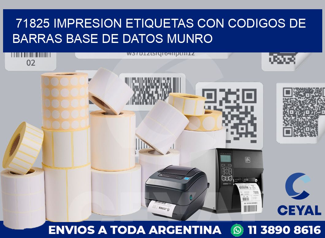 71825 IMPRESION ETIQUETAS CON CODIGOS DE BARRAS BASE DE DATOS MUNRO