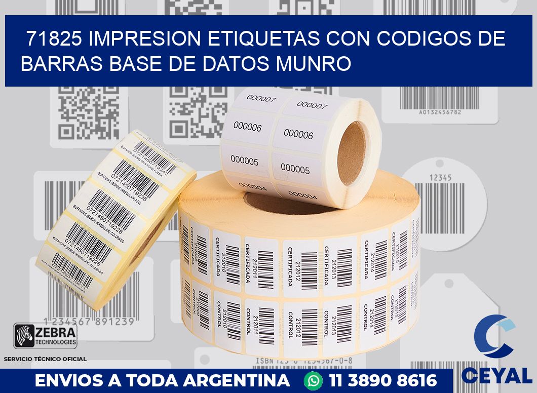 71825 IMPRESION ETIQUETAS CON CODIGOS DE BARRAS BASE DE DATOS MUNRO