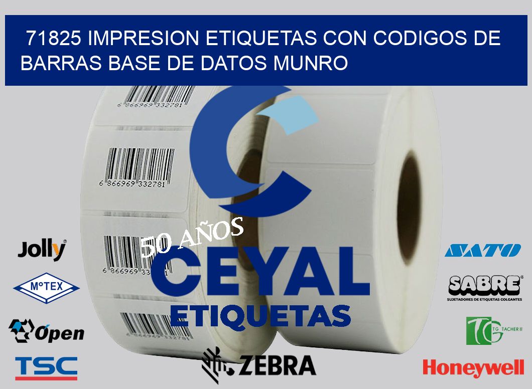 71825 IMPRESION ETIQUETAS CON CODIGOS DE BARRAS BASE DE DATOS MUNRO