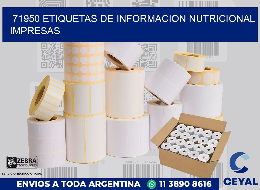 71950 ETIQUETAS DE INFORMACION NUTRICIONAL IMPRESAS