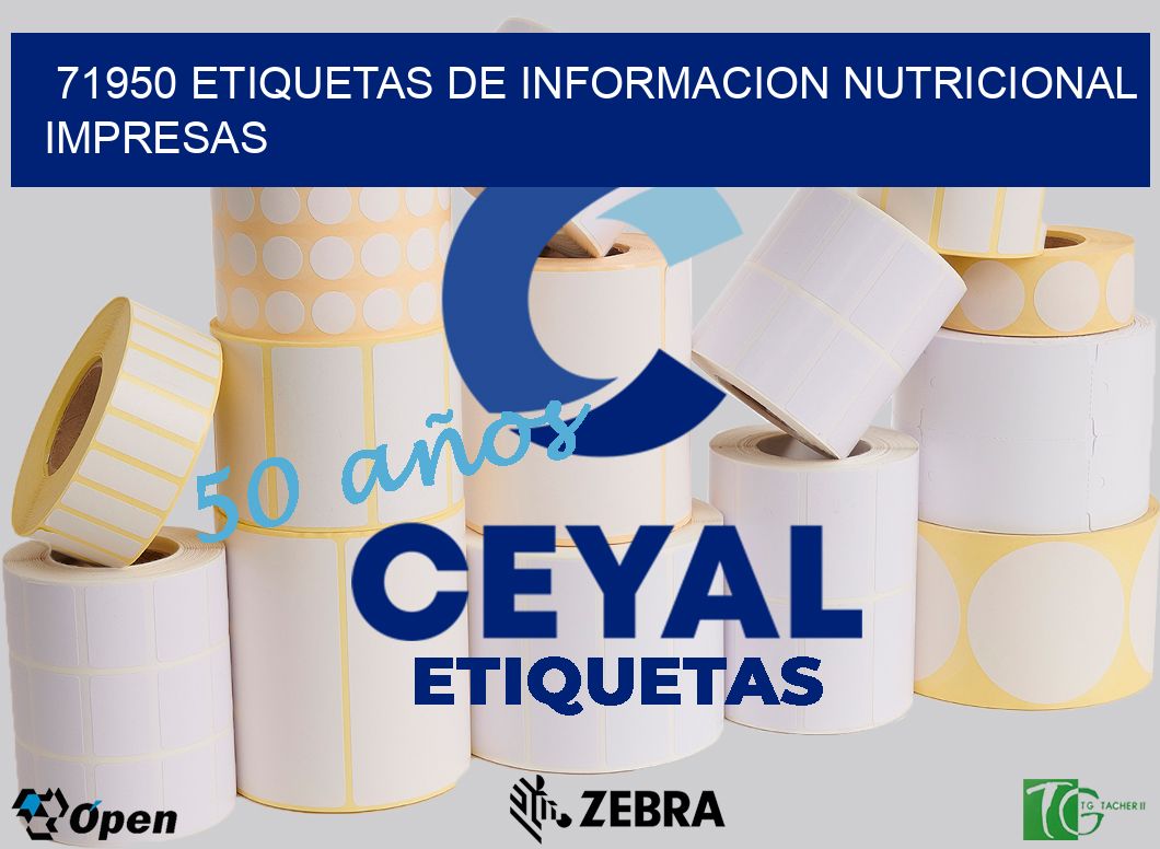 71950 ETIQUETAS DE INFORMACION NUTRICIONAL IMPRESAS