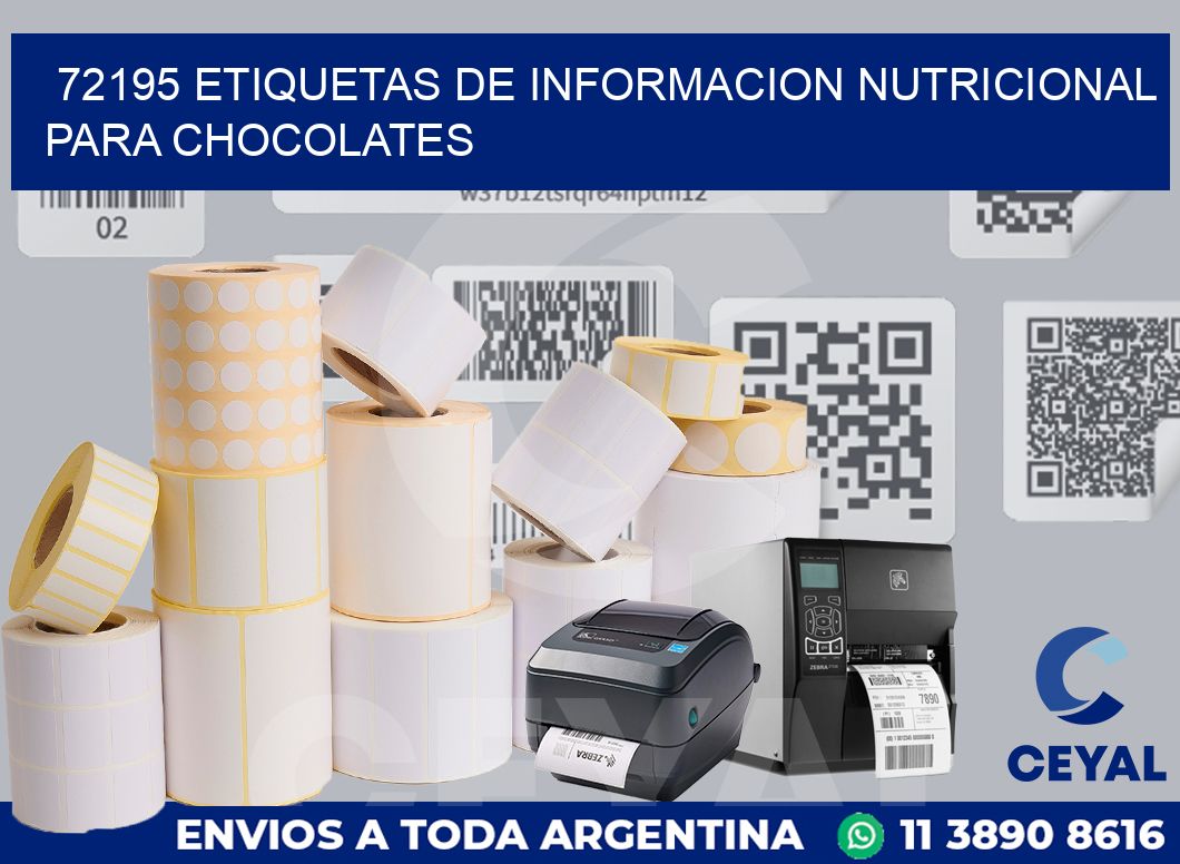 72195 ETIQUETAS DE INFORMACION NUTRICIONAL PARA CHOCOLATES
