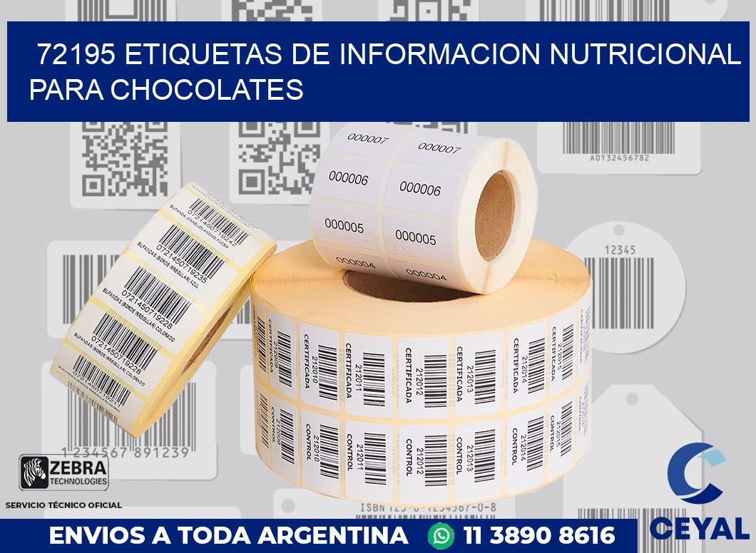72195 ETIQUETAS DE INFORMACION NUTRICIONAL PARA CHOCOLATES