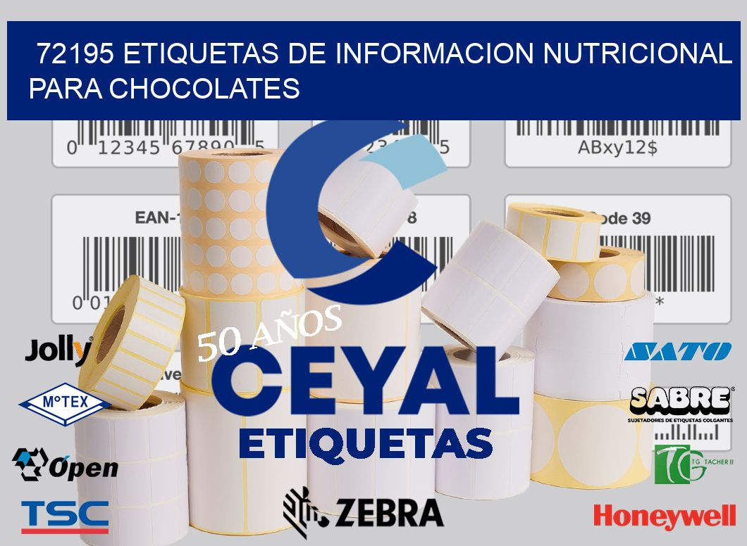 72195 ETIQUETAS DE INFORMACION NUTRICIONAL PARA CHOCOLATES