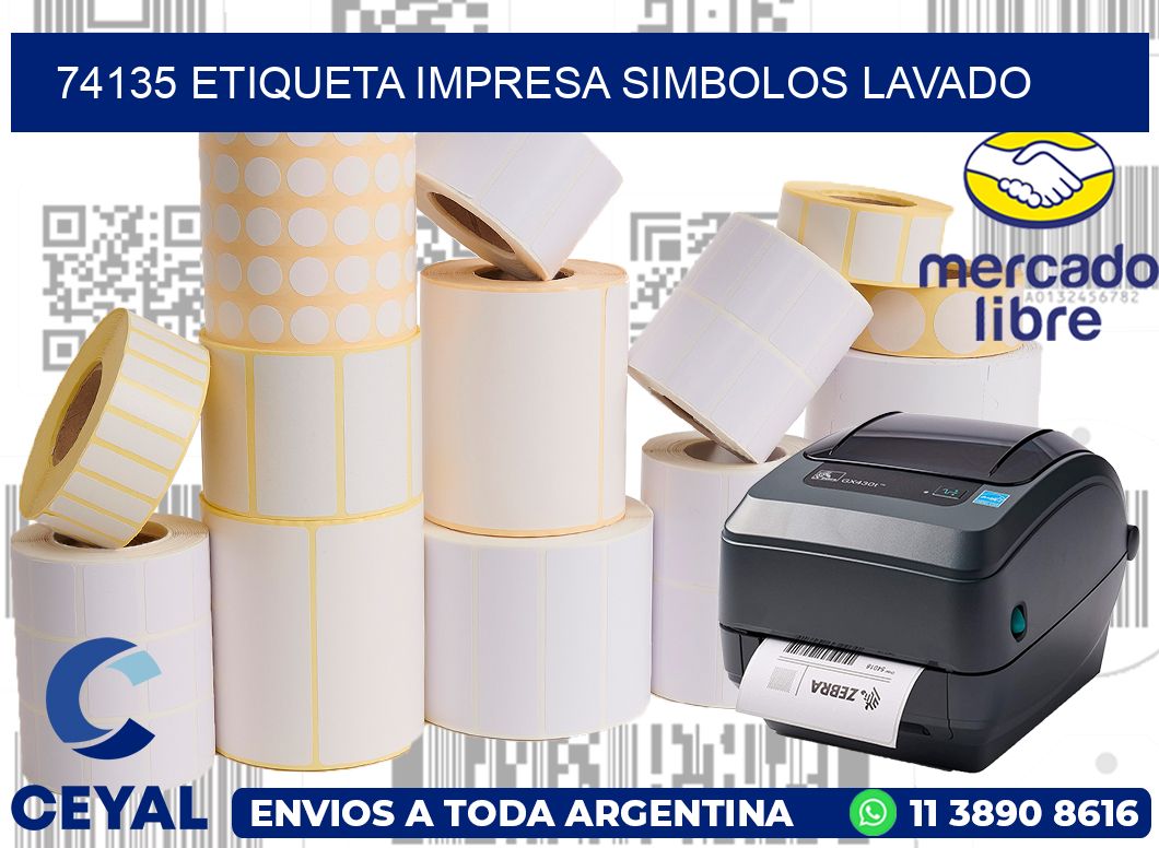 74135 ETIQUETA IMPRESA SIMBOLOS LAVADO