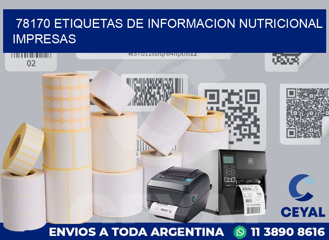 78170 ETIQUETAS DE INFORMACION NUTRICIONAL IMPRESAS
