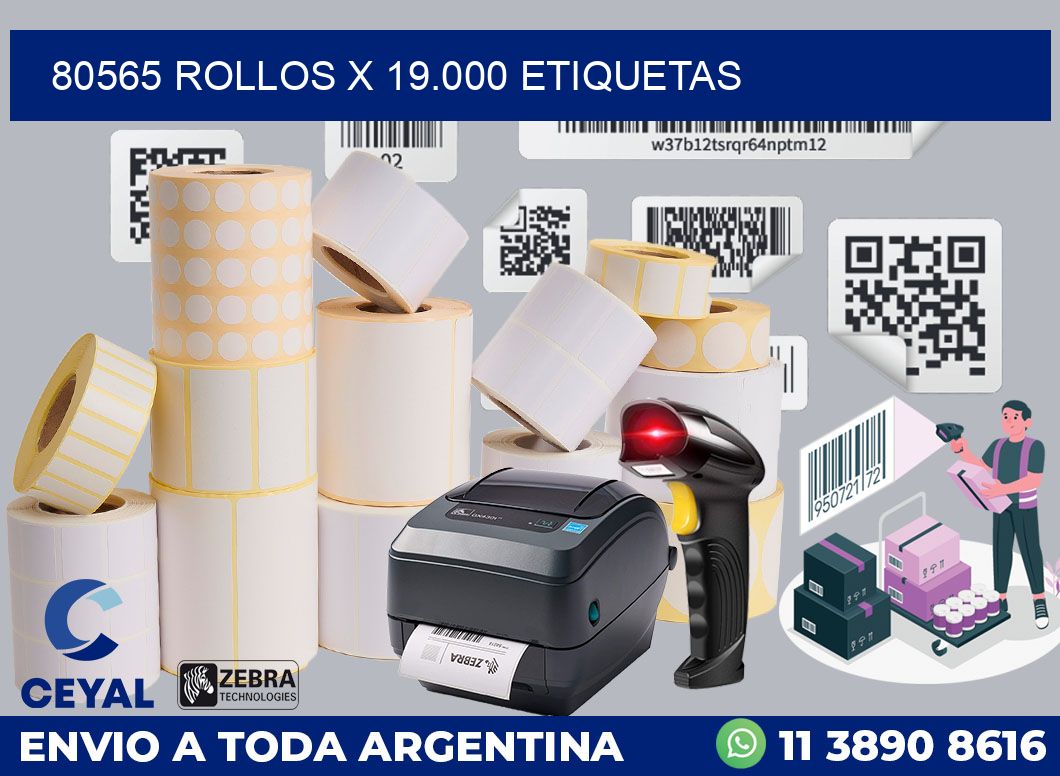 80565 Rollos x 19.000 etiquetas