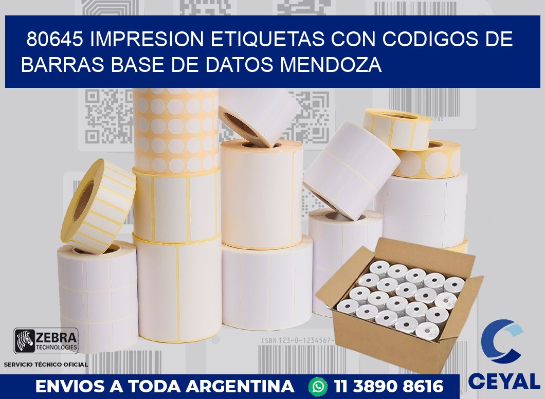 80645 IMPRESION ETIQUETAS CON CODIGOS DE BARRAS BASE DE DATOS MENDOZA