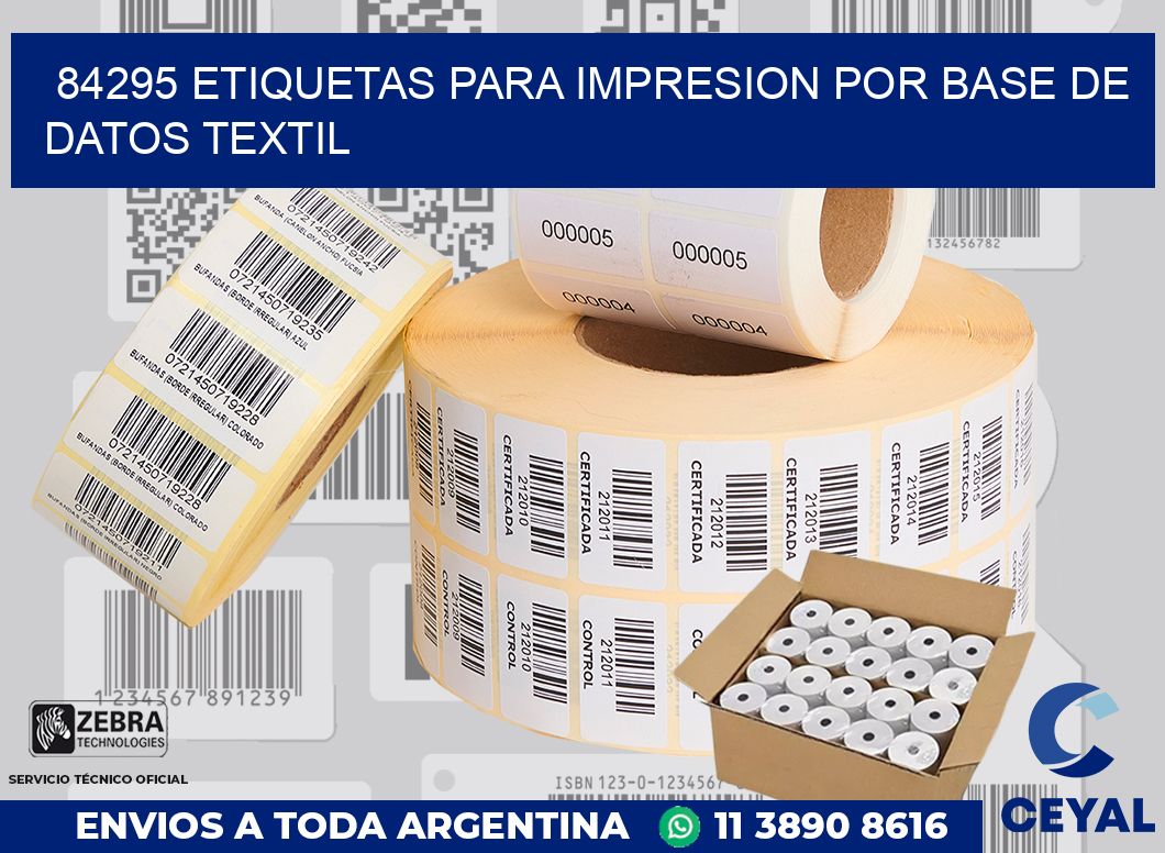 84295 ETIQUETAS PARA IMPRESION POR BASE DE DATOS TEXTIL