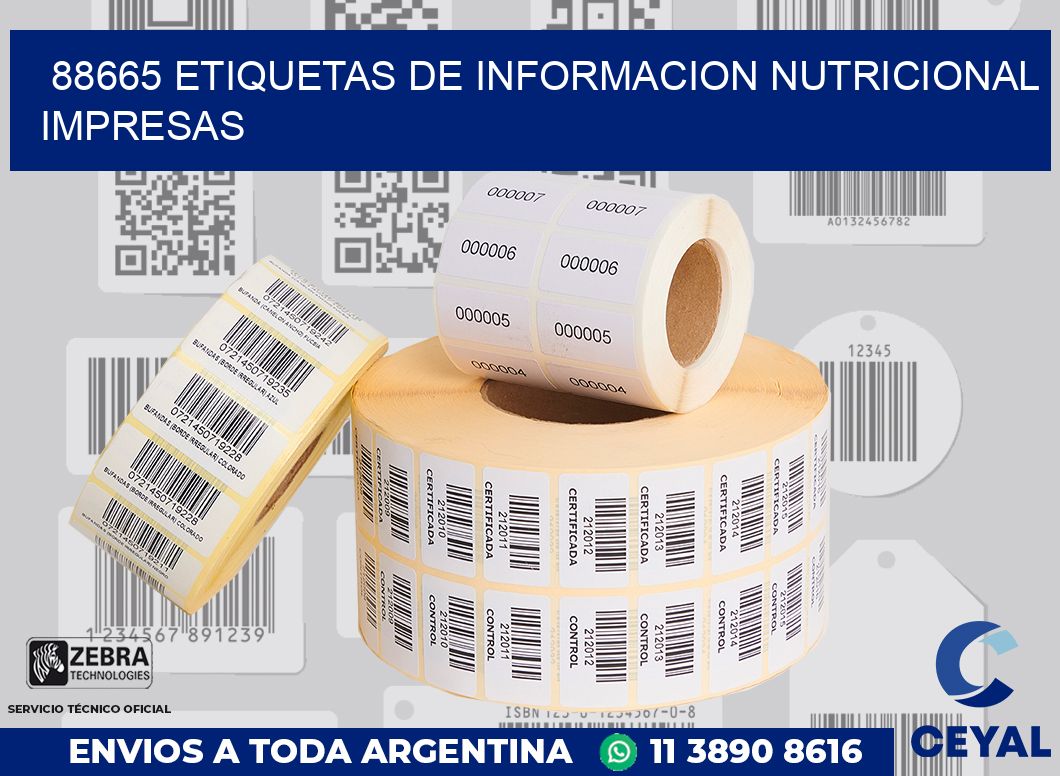 88665 ETIQUETAS DE INFORMACION NUTRICIONAL IMPRESAS