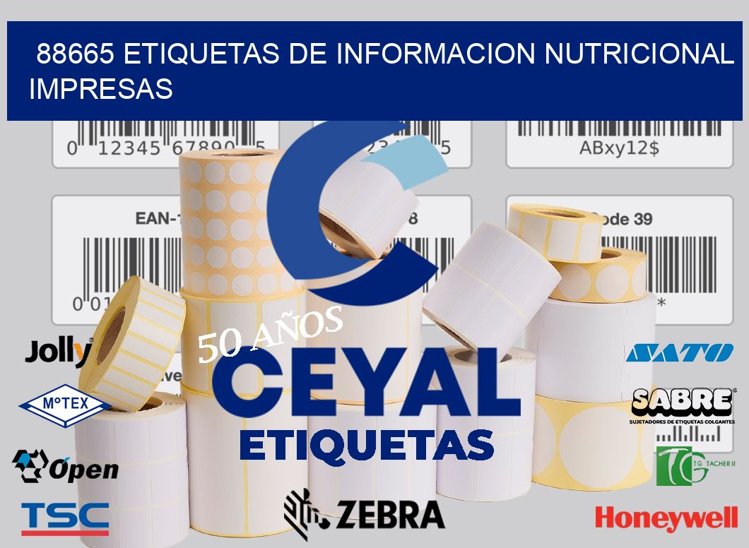 88665 ETIQUETAS DE INFORMACION NUTRICIONAL IMPRESAS