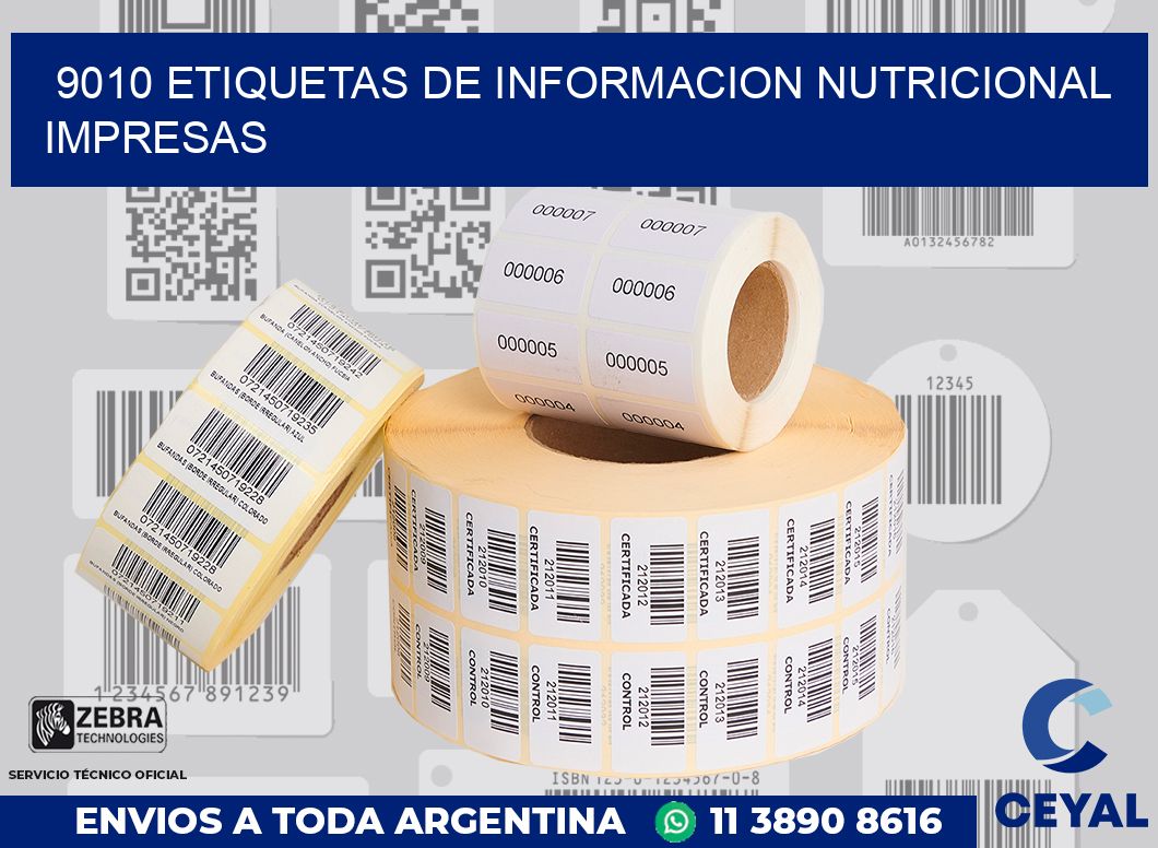 9010 ETIQUETAS DE INFORMACION NUTRICIONAL IMPRESAS