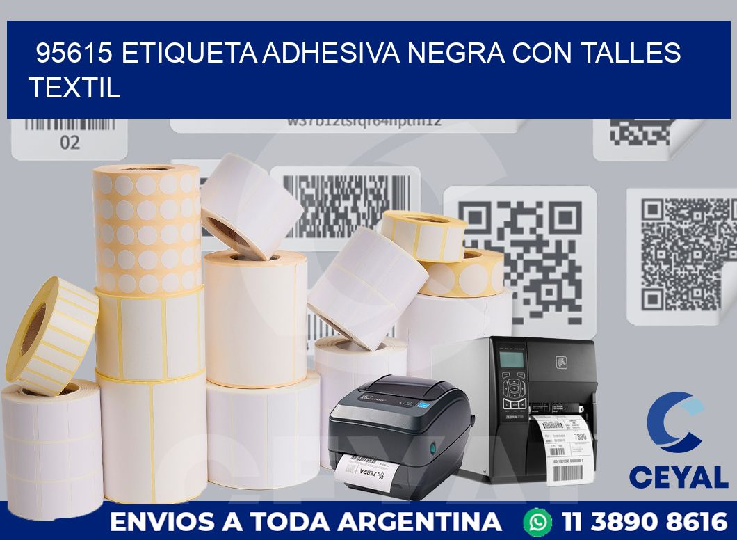 95615 ETIQUETA ADHESIVA NEGRA CON TALLES TEXTIL
