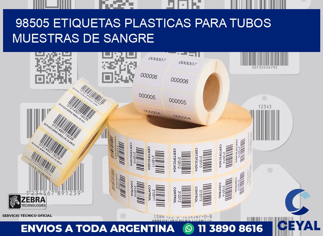 98505 ETIQUETAS PLASTICAS PARA TUBOS MUESTRAS DE SANGRE