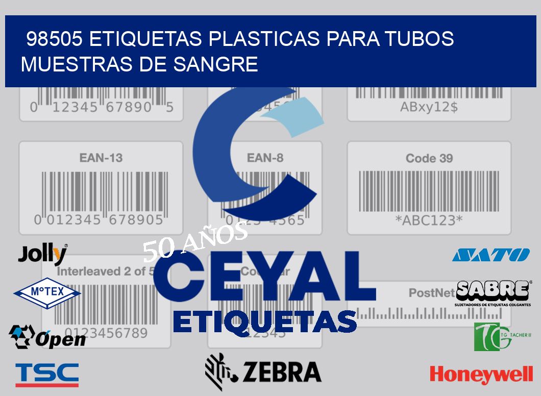 98505 ETIQUETAS PLASTICAS PARA TUBOS MUESTRAS DE SANGRE
