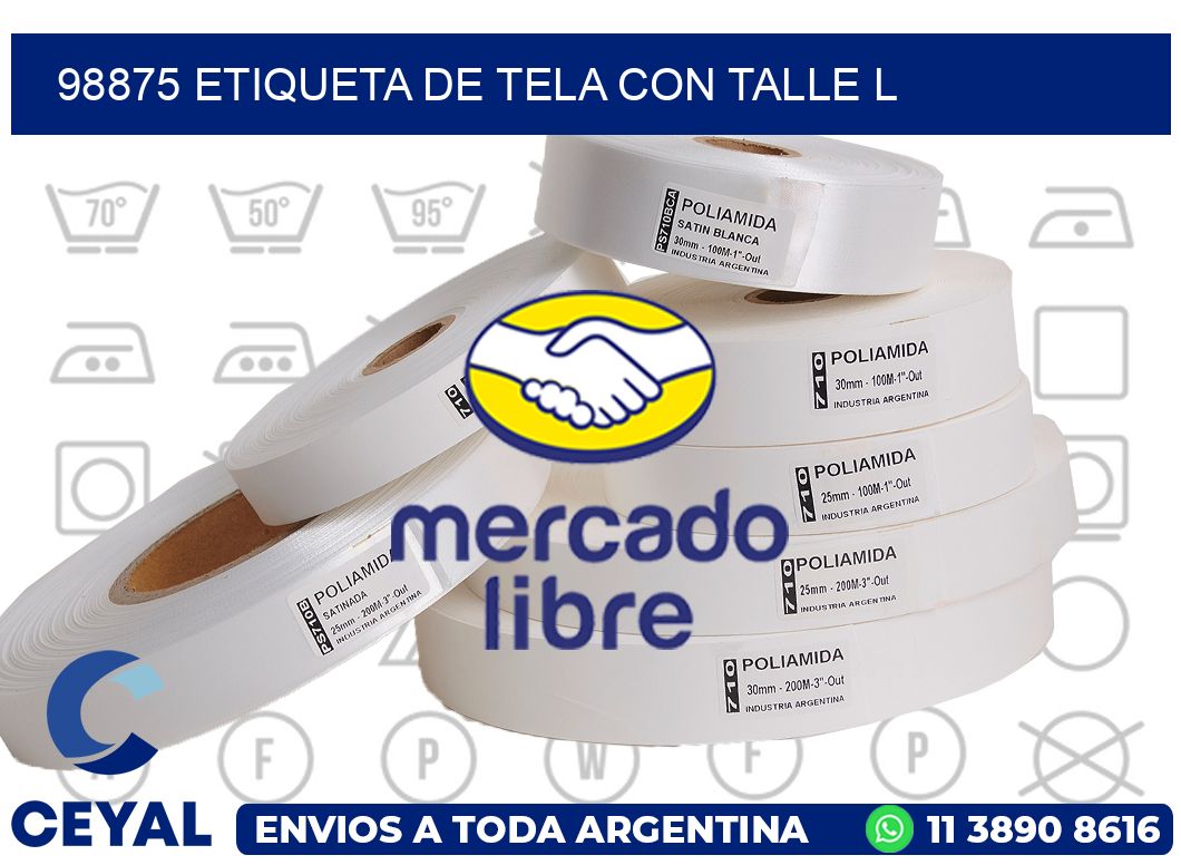 98875 ETIQUETA DE TELA CON TALLE L