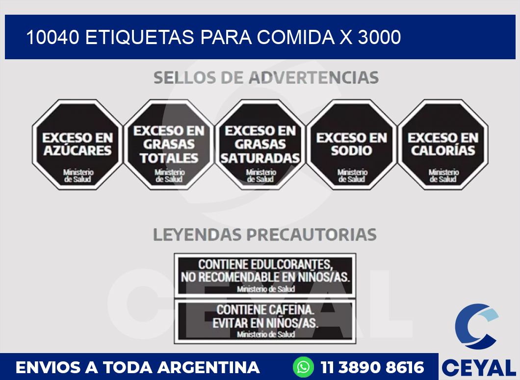 10040 ETIQUETAS PARA COMIDA x 3000