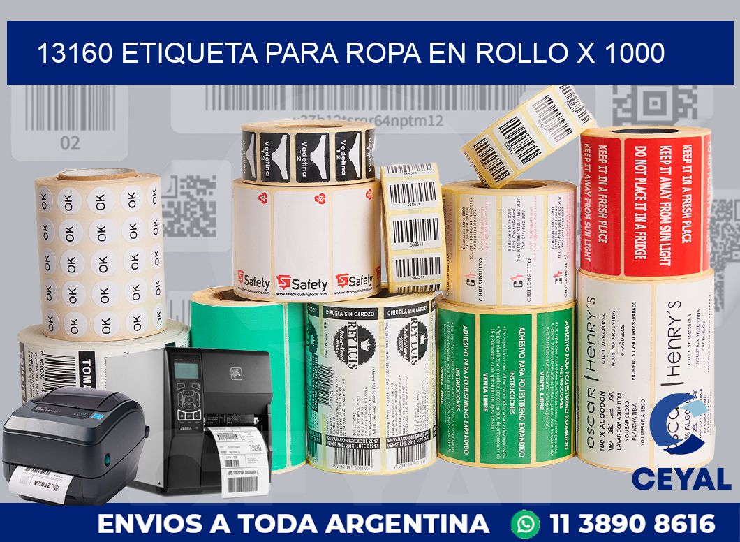 13160 ETIQUETA PARA ROPA EN ROLLO X 1000