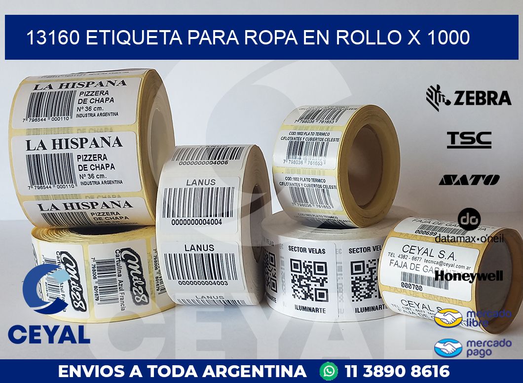 13160 ETIQUETA PARA ROPA EN ROLLO X 1000