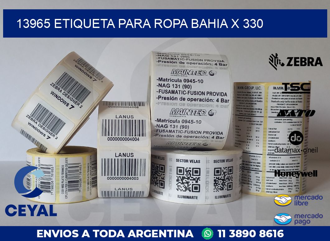 13965 ETIQUETA PARA ROPA BAHIA X 330