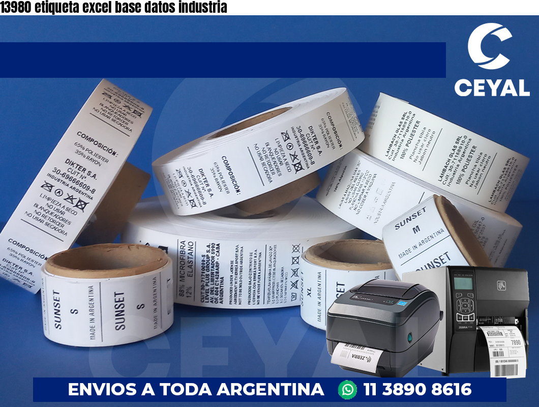 13980 etiqueta excel base datos industria