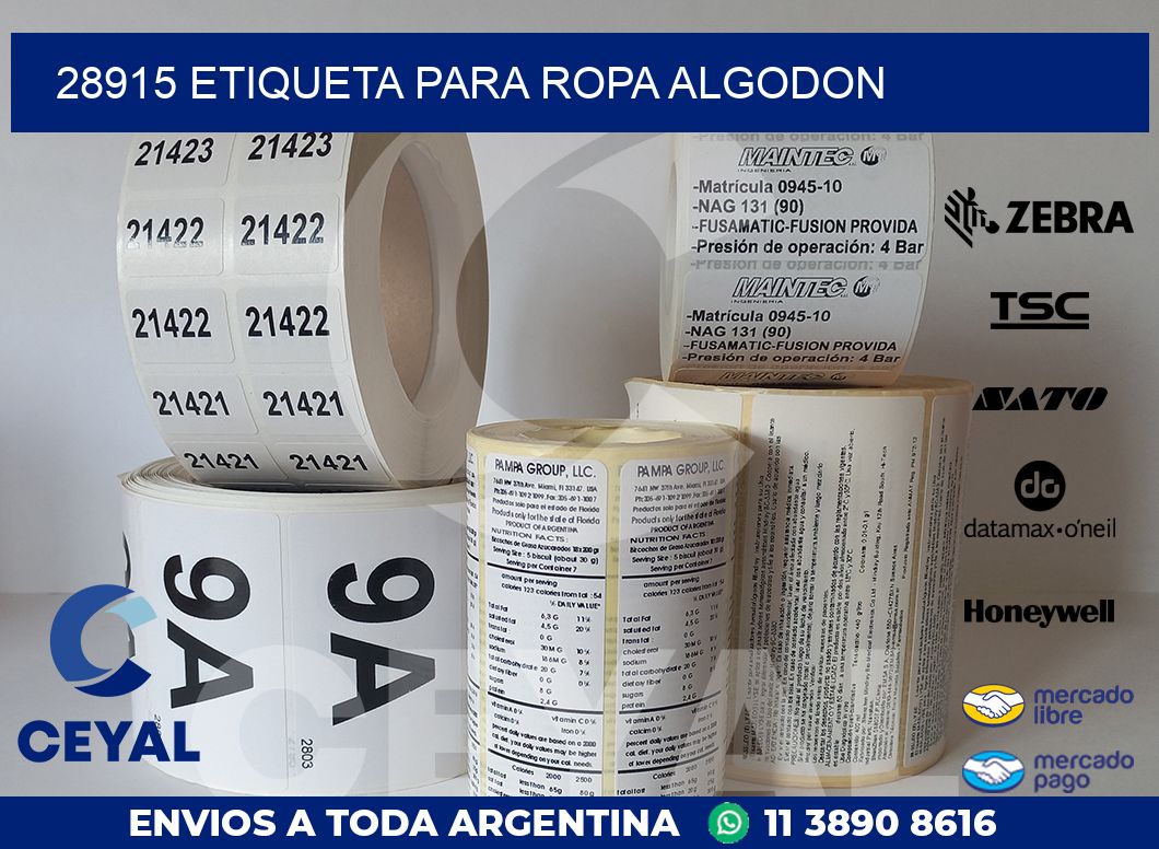 28915 ETIQUETA PARA ROPA ALGODON