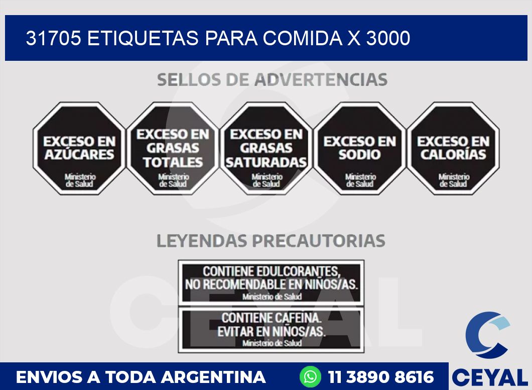 31705 ETIQUETAS PARA COMIDA x 3000