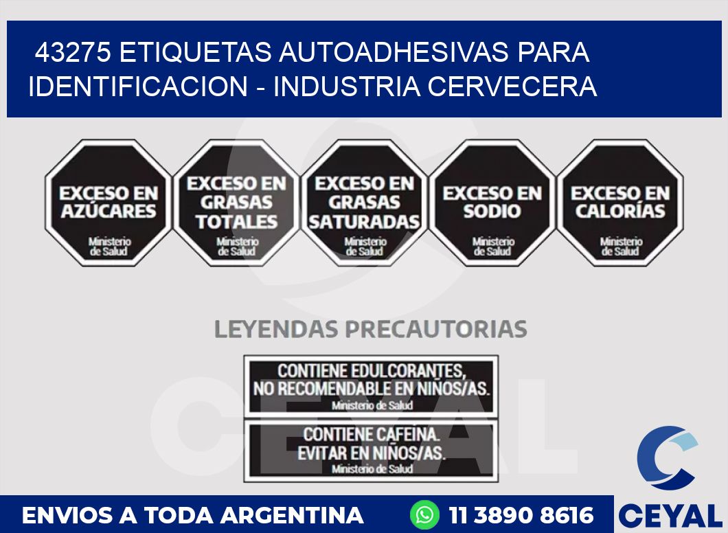 43275 ETIQUETAS AUTOADHESIVAS PARA IDENTIFICACION - INDUSTRIA CERVECERA