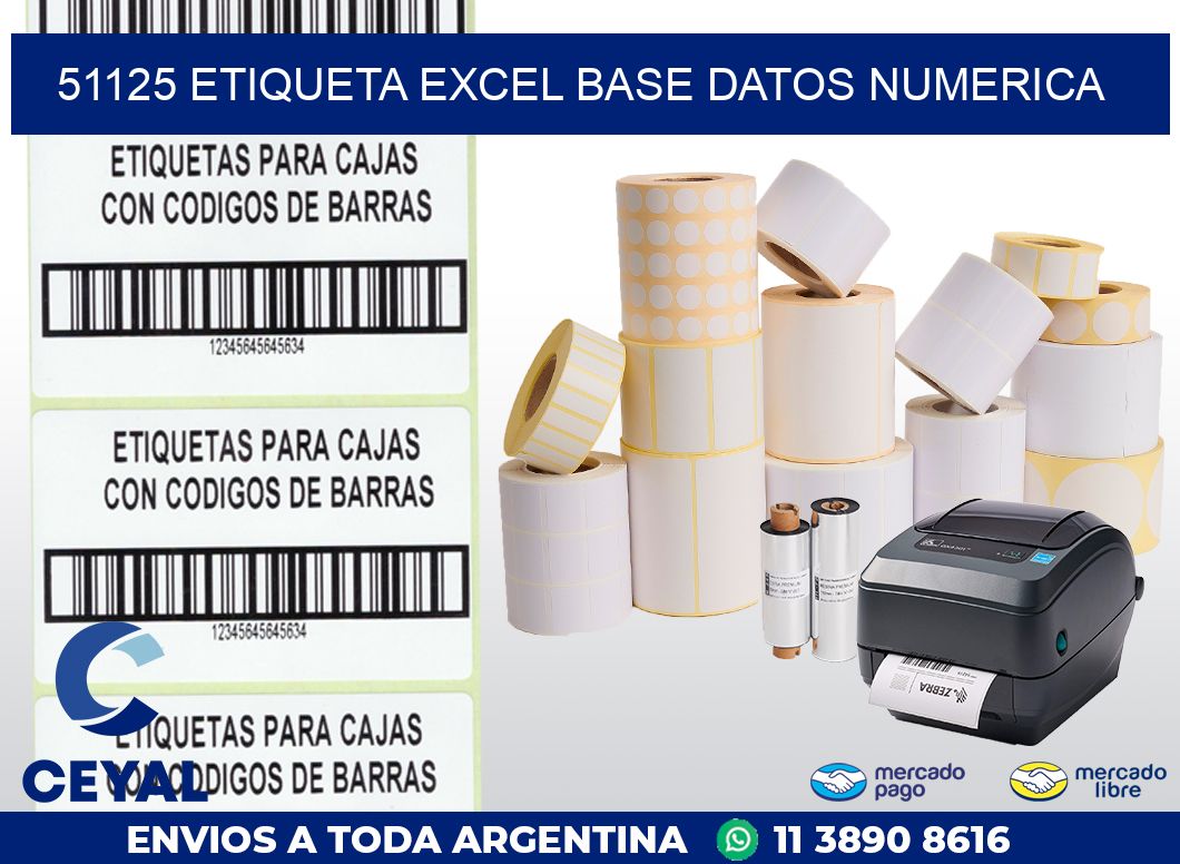 51125 etiqueta excel base datos numerica