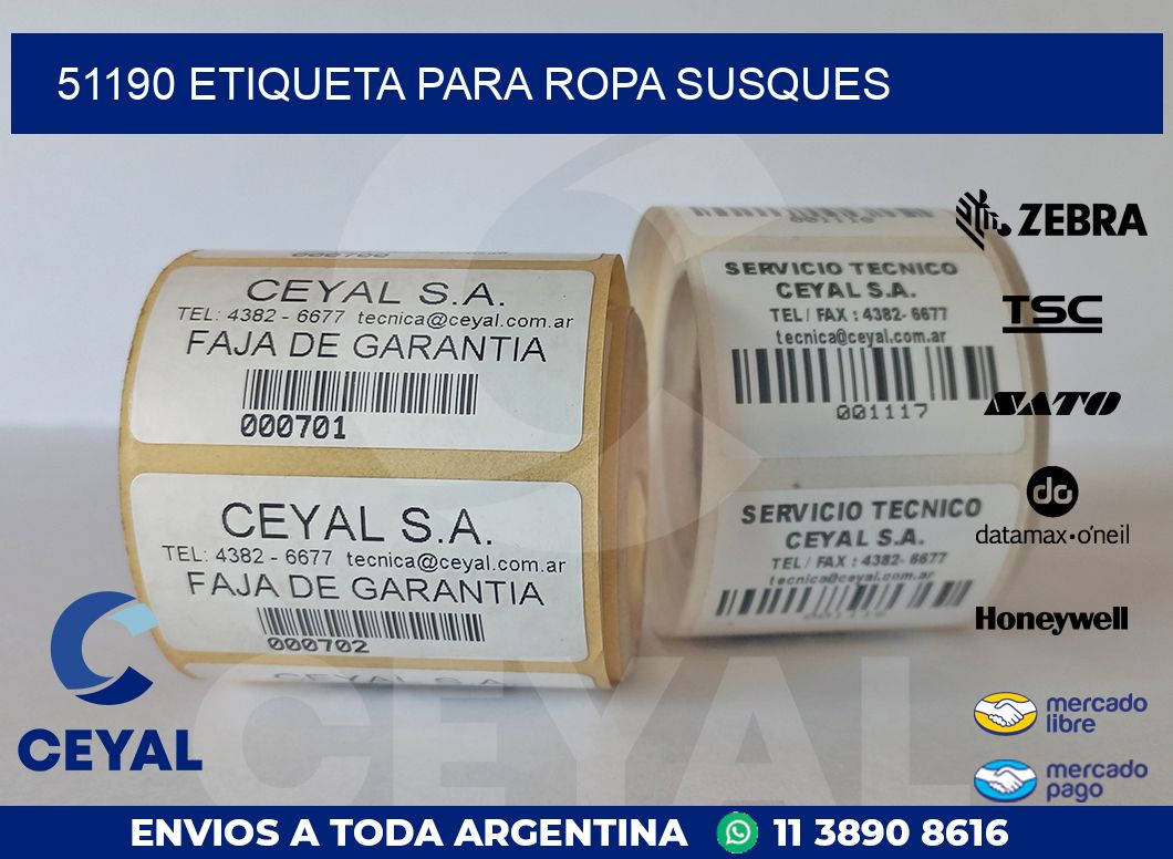 51190 ETIQUETA PARA ROPA SUSQUES