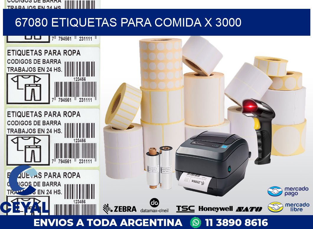 67080 ETIQUETAS PARA COMIDA x 3000