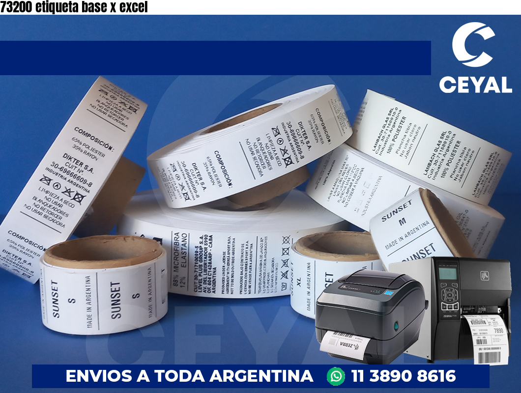 73200 etiqueta base x excel