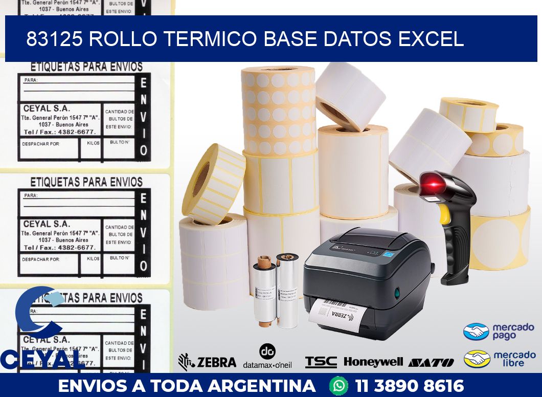 83125 rollo termico base datos excel