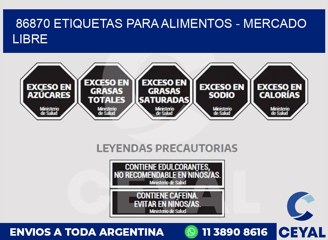 86870 ETIQUETAS PARA ALIMENTOS - MERCADO LIBRE