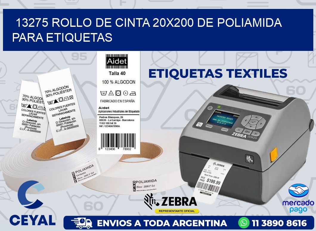 13275 ROLLO DE CINTA 20X200 DE POLIAMIDA PARA ETIQUETAS