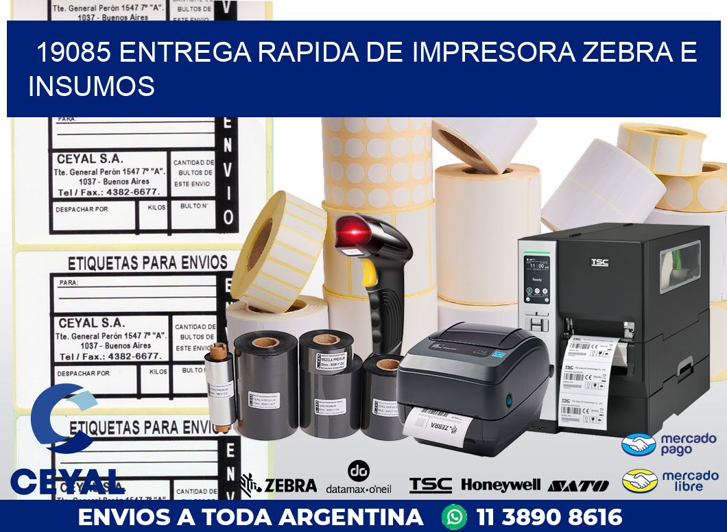 19085 ENTREGA RAPIDA DE IMPRESORA ZEBRA E INSUMOS