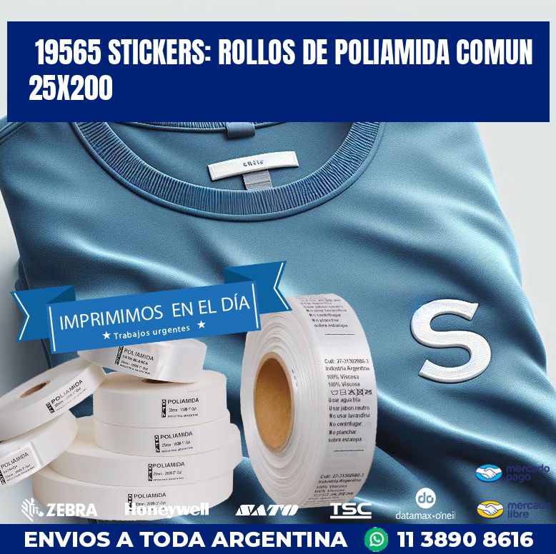 19565 STICKERS: ROLLOS DE POLIAMIDA COMUN 25X200