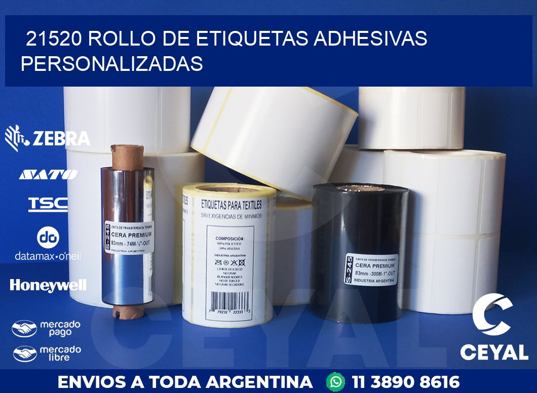 21520 ROLLO DE ETIQUETAS ADHESIVAS PERSONALIZADAS
